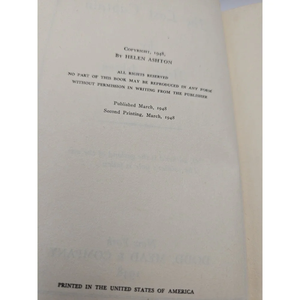 The Lost Captain By Helen Ashton 2nd Printing March, 1948